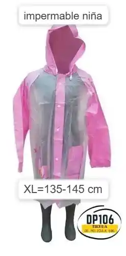 Capa Impermeable Para Niña Talla De 135-145 Cm