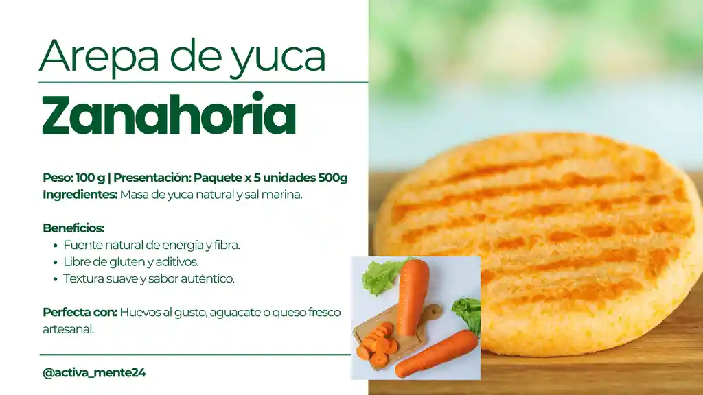 Arepa De Yuca Y Zanahoria 5x100 - Activamente