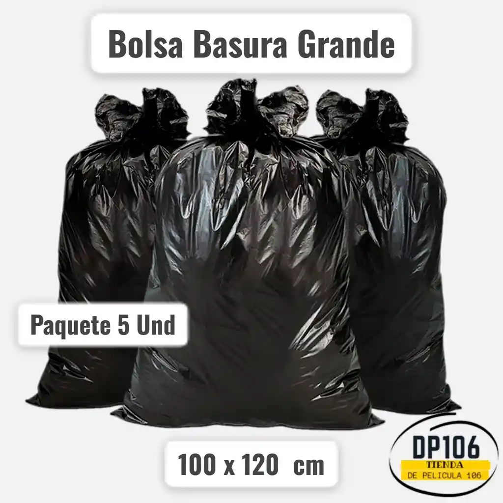 Bolsa De Basura Grande 100 X 120 Cm Paquete 5 Und