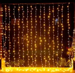Luces De Navidad Cortina Lluvia Luz Calida 6x0.6m Ref Yg-831