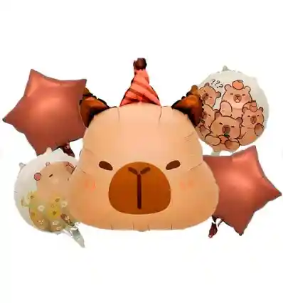 Globo Bouquet De Capibara 5 Piezas
