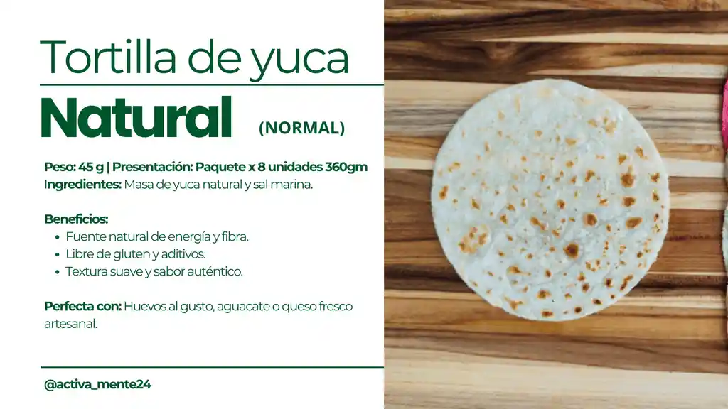 Tortilla De Yuca Natural 8x45 - Activamente