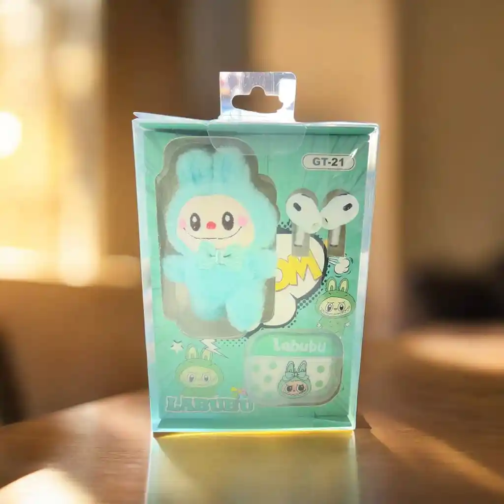 Auriculares Audifonos Labubu Inalámbricos Con Estuche Protector Y Llavero