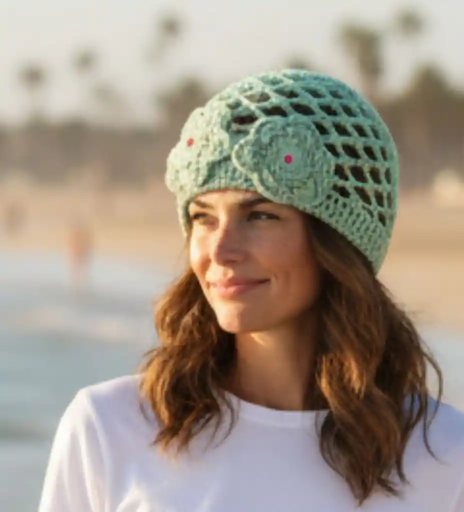 Gorro Tejido Para La Playa Lirio De Mar