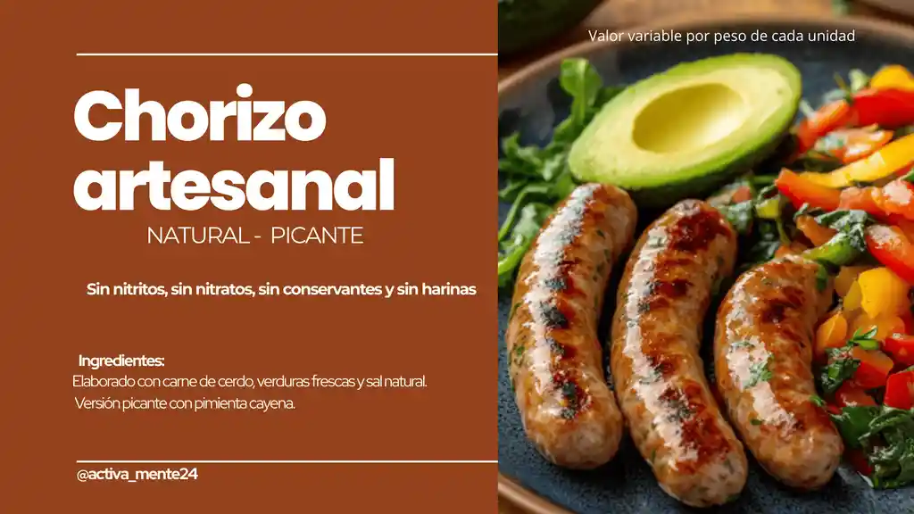 Chorizo Artesanal Congelado 1x1 - Activamente