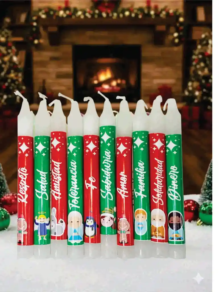 Navidad Velitas Con Deseos Blancas X 10 Unidades