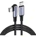Cable Havit Tipo C A Tipo C 2 M Cb6313, Trenzado En Nailon, Punta En L, Aleación De Aluminio Y Carga Rápida Pd 60w Ideal Para Celulares, Tablets Y Laptops