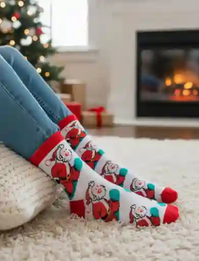 Regalo Calcetines Divertidos Animados Papa Noel 2025