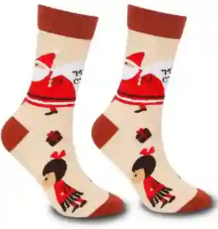 Regalo Calcetines Divertidos Animados Navidad Niña Y Papa Noel