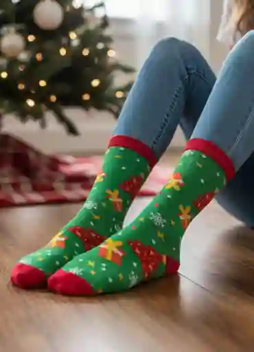 Regalo Calcetines Divertidos Animados Navidad Arbolito De Navidad