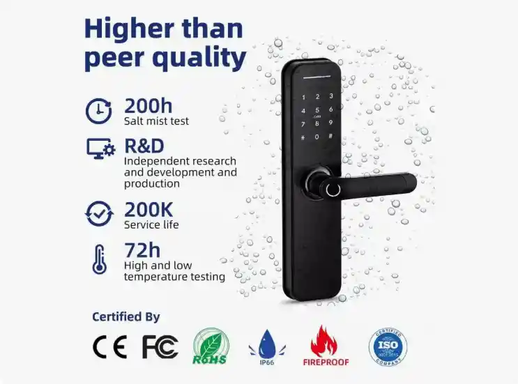 Cerradura Inteligente Wifi Tuya Look Negro 100 Huellas