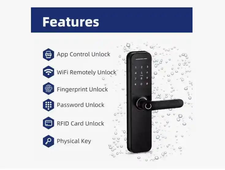 Cerradura Inteligente Wifi Tuya Look Negro 100 Huellas