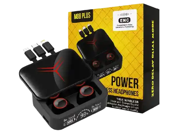 Audífonos Inalámbricos M88 Plus Con Banco De Carga