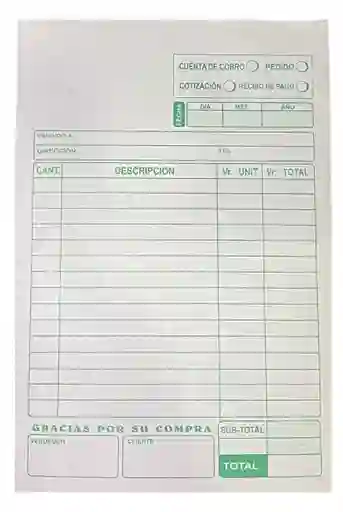 Facturero Periodico 45 Hojas 1/32. 16 X 11 Cm