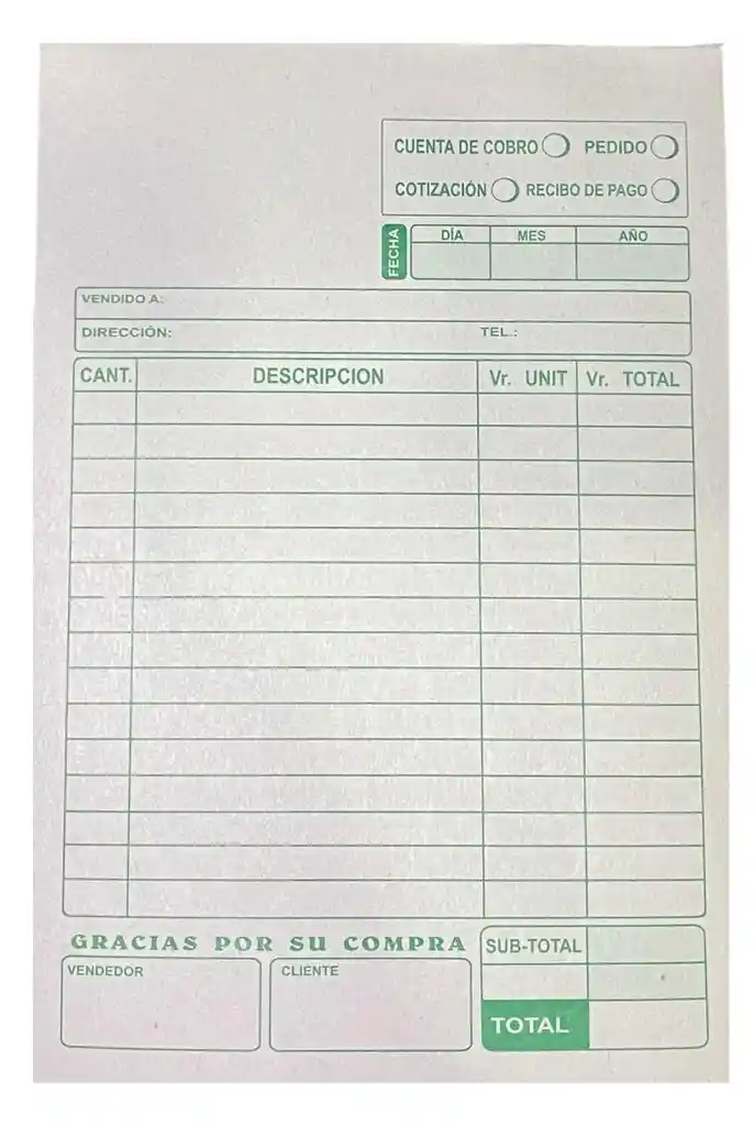 Facturero Periodico 45 Hojas 1/32. 16 X 11 Cm