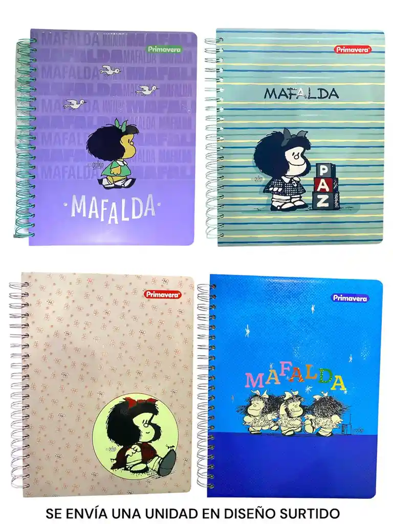 Cuaderno 7 Materias Grande De Mujer Argollado Cuadriculado Primvera Diseños Surtidos Mafalda