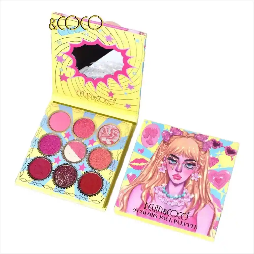 Paleta De Sombras X9 Colores Kevin & Coco Amarela