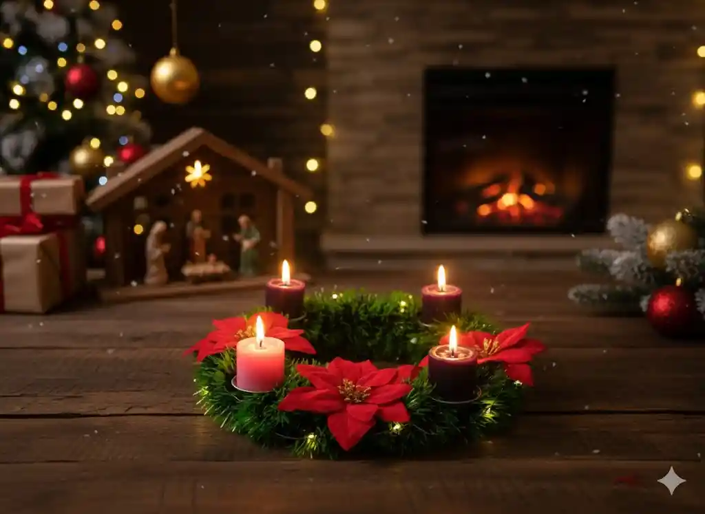 Corona Adviento Navideña + Gratis 4 Veloncitos