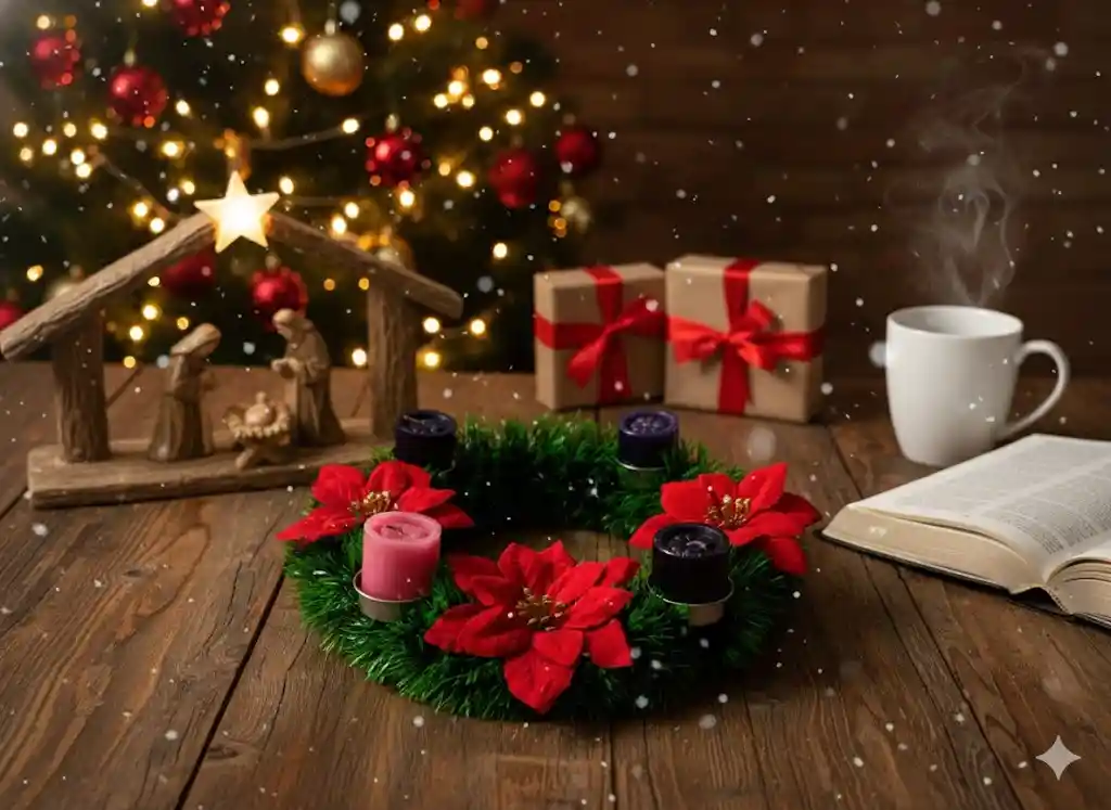 Corona Adviento Navideña + Gratis 4 Veloncitos