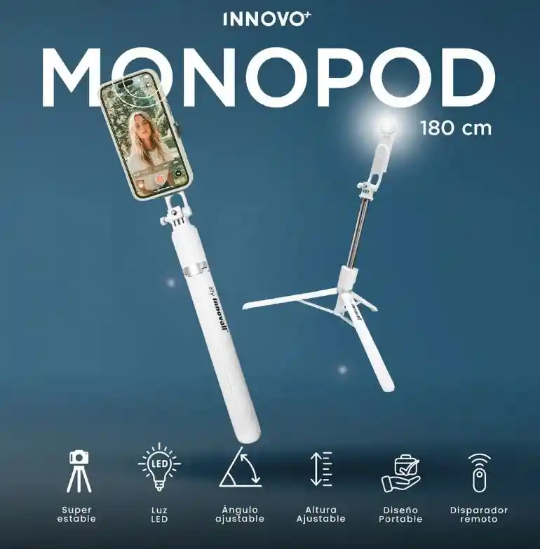 Monopod Trípode 180cm Con Luz Led Profesional Bluetooth Selfie Stick
