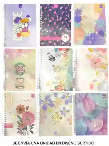 Cuaderno 5 Materias Grande De Mujer Argollado Cuadriculado Lukis Diseños Surtidos