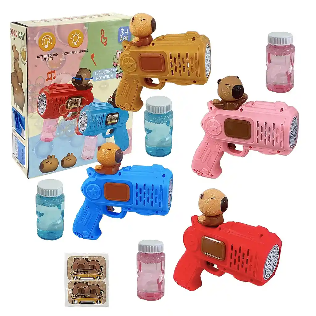 Pistola Lanza Burbujas Capibara Con Luz