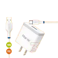 Cargador Harvic Tipo C Blanco Carga Rapida