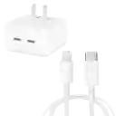 Cubo Iphone Carga Rapida 50w Doble Puerto Tipo C Lightning + Cable Tipo C A Lightning 1 M