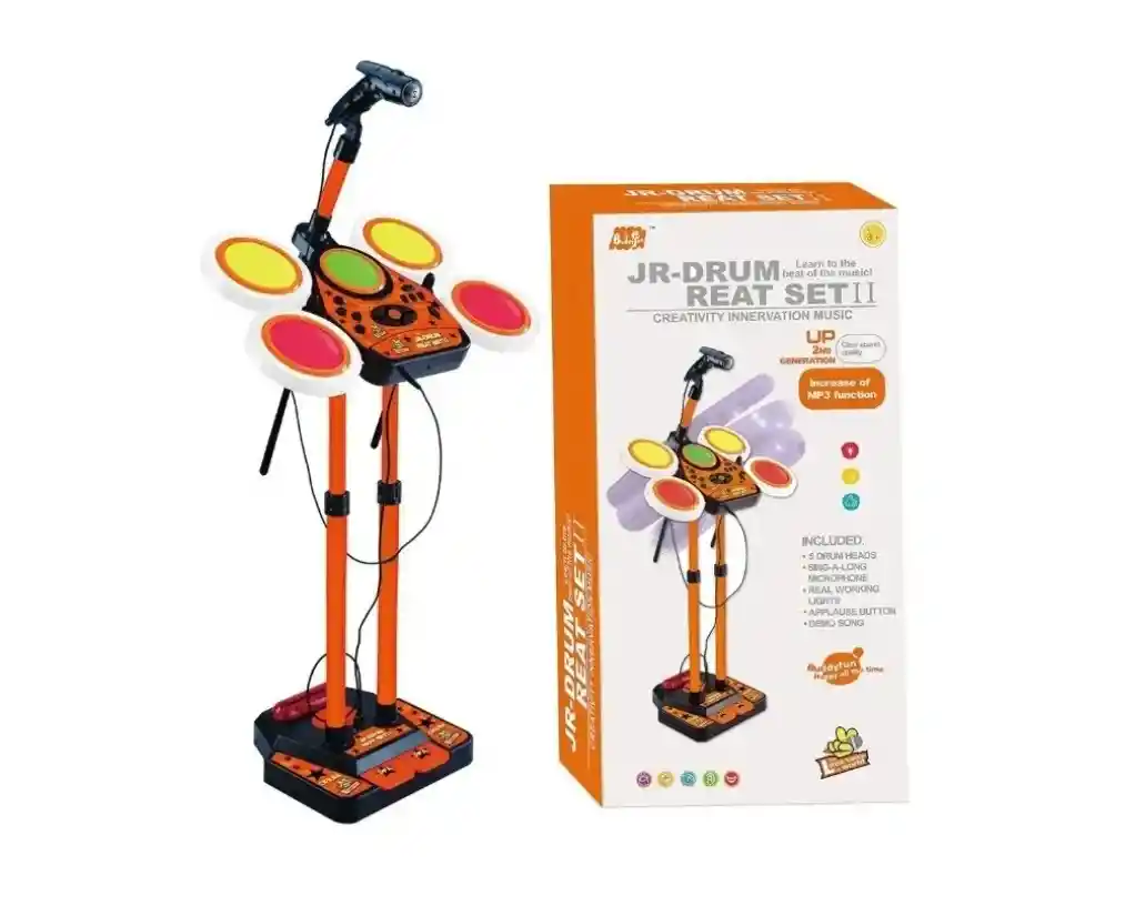 Batería Karaoke Electrónica Para Niños Rosa Chicle