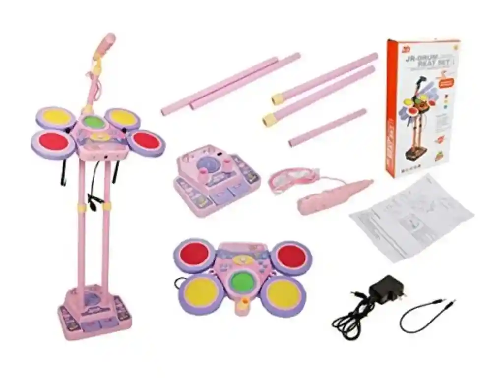 Batería Karaoke Electrónica Para Niños Rosa Chicle