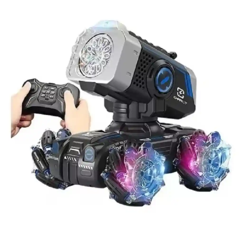 Carro Control Remoto Juguete Cañón Lanza Burbujas Con Luz Led