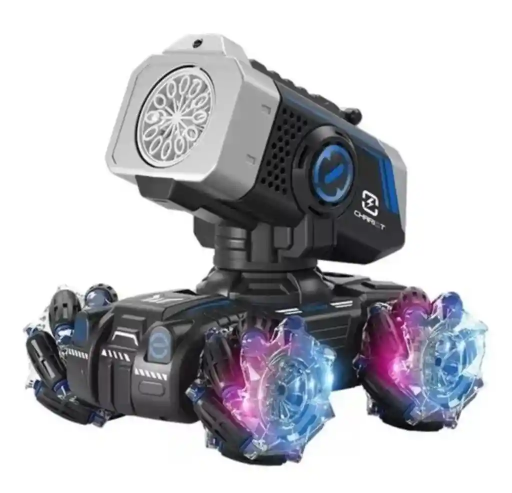 Carro Control Remoto Juguete Cañón Lanza Burbujas Con Luz Led
