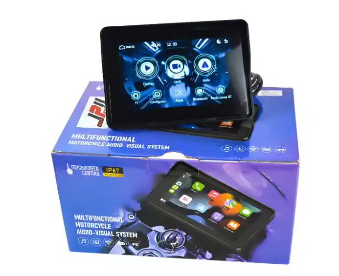 Pantalla Moto Carplay, Dvr 2 Cámaras +tpms Y Multifunciones.