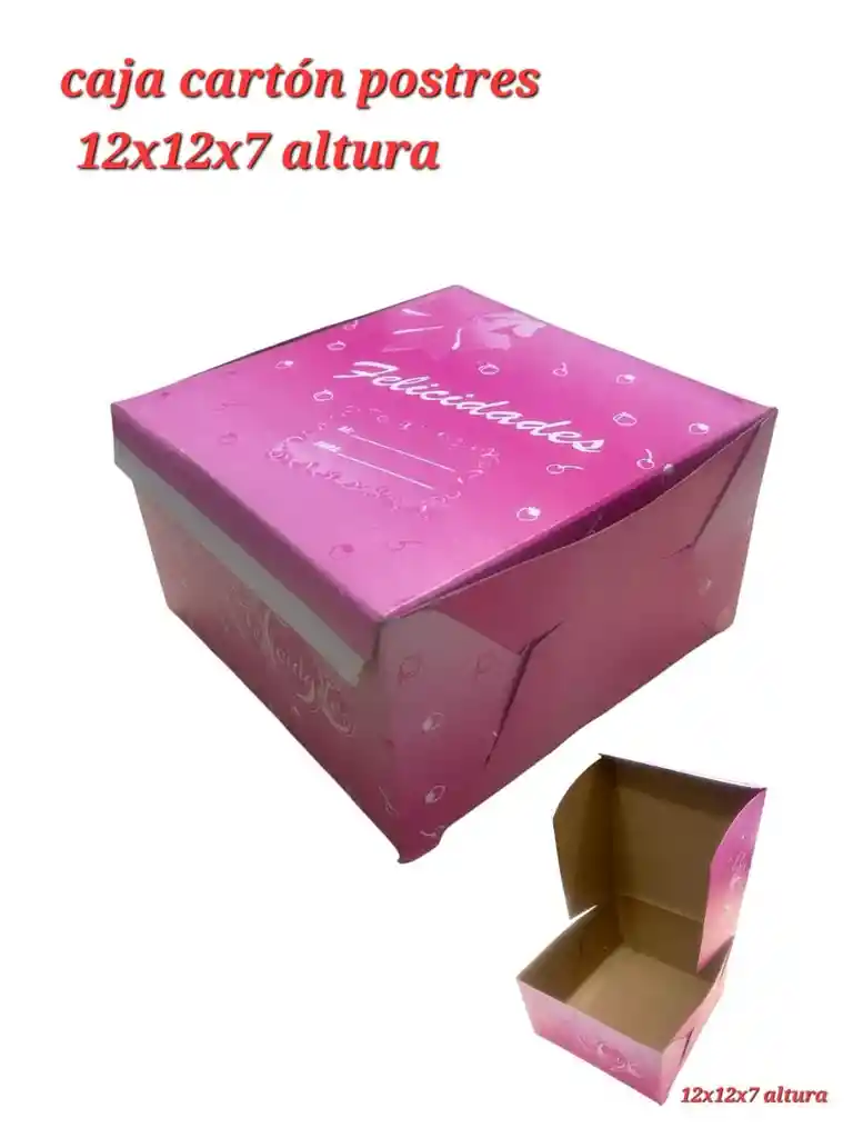 Cajas Cartón 12x12 Cms X 7 Cms Decorada, Cajas Para Postres, Tortas