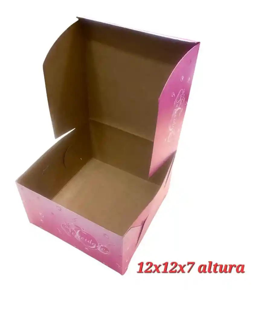 Cajas Cartón 12x12 Cms X 7 Cms Decorada, Cajas Para Postres, Tortas