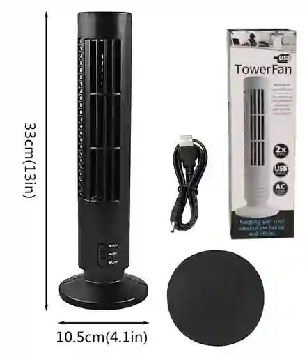Ventilador Torre Vertical 33 Cms Silencioso Usb 2 Velocidades