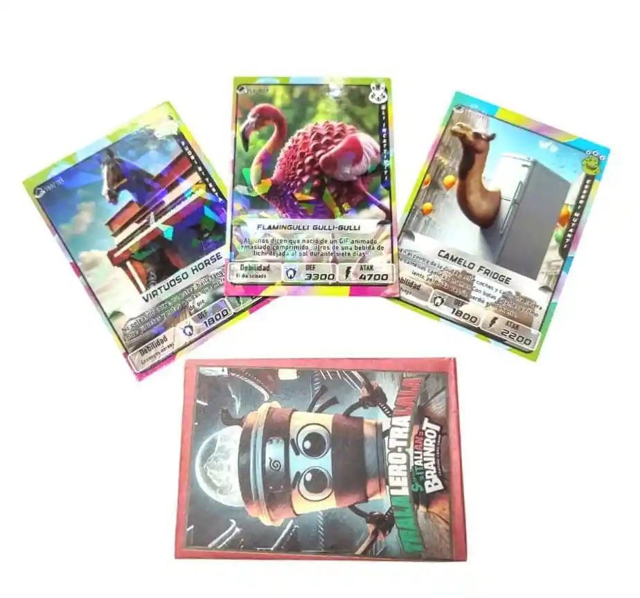 Cartas Tralalero Tralala Meme Brainrot Italiano X15 Cartas, Vienen 5 Sobres Con 3 Cartas Cada Uno