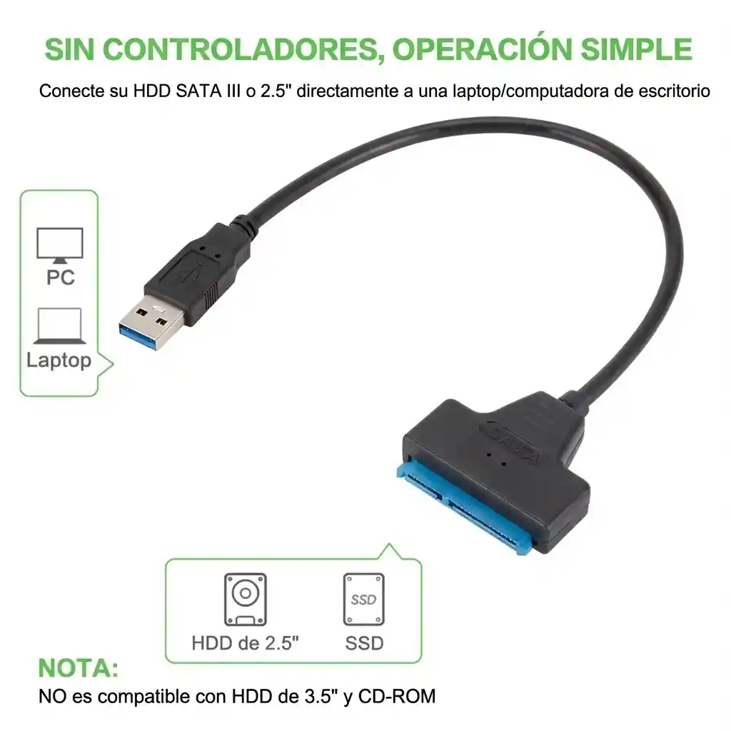 Adaptador Usb A Sata Disco Duro Hdd Sdd 3.0