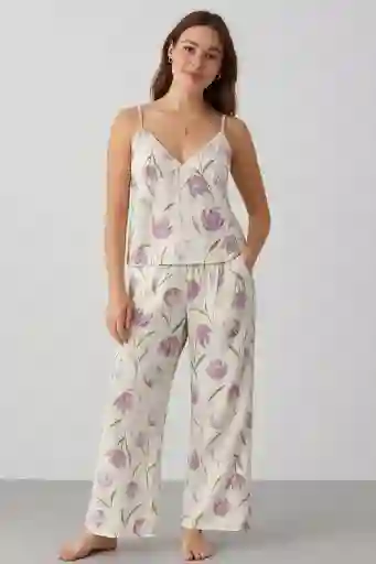 Pijama Satín Floral Rosa — Edición Belle Nuit