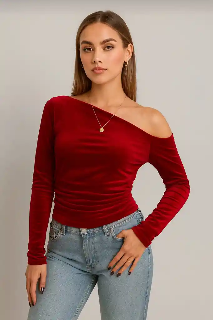 Blusa Terciopelo Hombro Descubierto - Velvet Noire