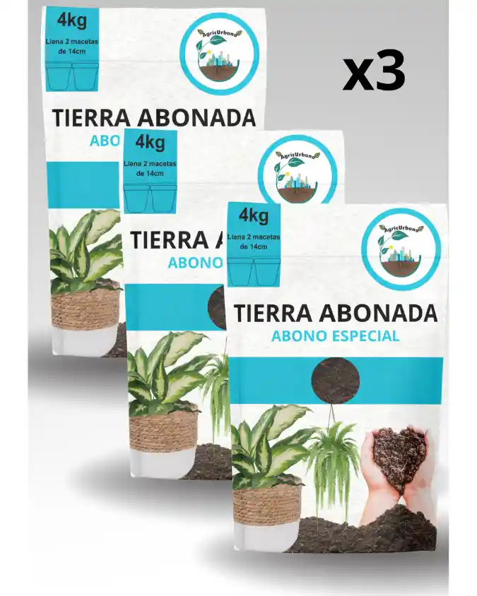 X3 Tierra Abonada Plantas Todo Tipo Cultivos Crecimiento 4kg