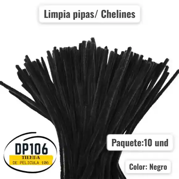 Limpia Pipas Negro X 10 Und Chelines Gamuzados