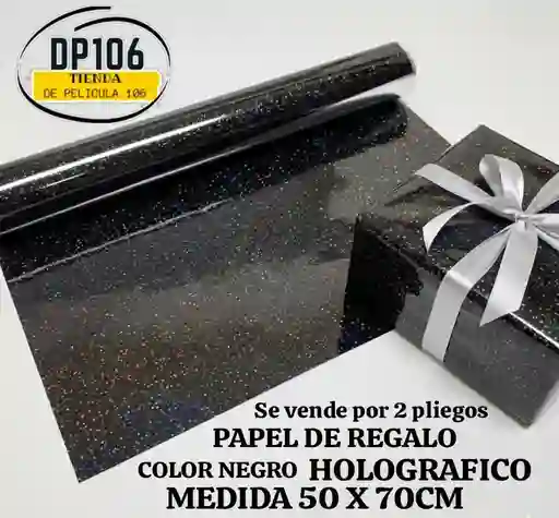 Papel De Regalo Negro Metalizado X 2 Und