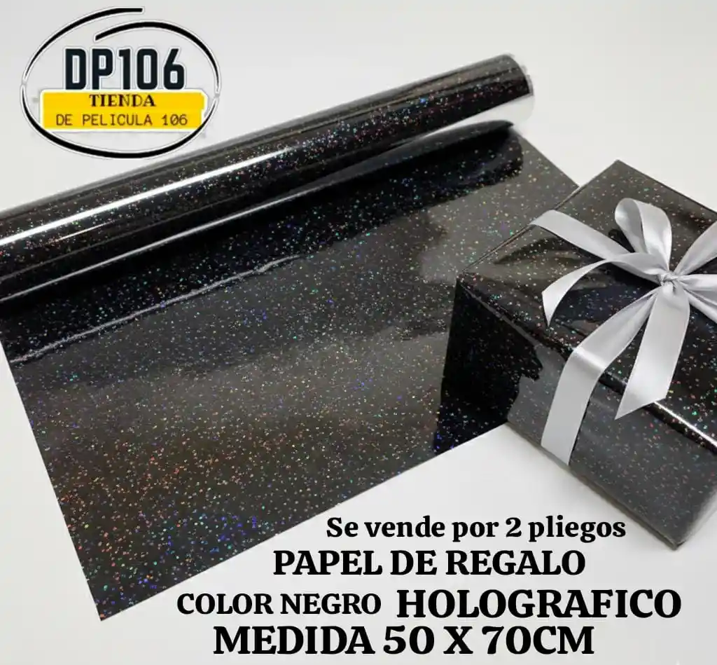 Papel De Regalo Negro Metalizado X 2 Und