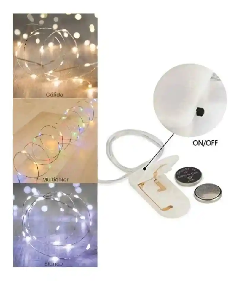 Extensión Alambre Luces X30 Micro Led 3 Metros Decorativas Funciona Con Pila