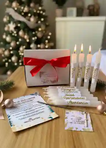 Caja X8 Velas Deseos - Sticker Blanco - Día De Las Velitas