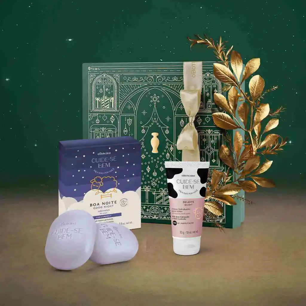 O Boticario – Kit De Regalo Navidad Cuide-se Bem Deleite + Boa Noite (crema De Manos 50 G + Jabón En Barra 2×80 G De Regalo)