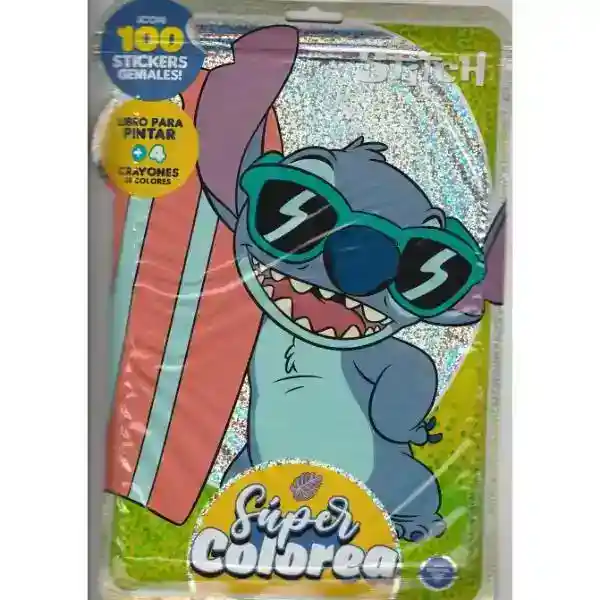 Super Colorea Stitch Libro + Crayones
