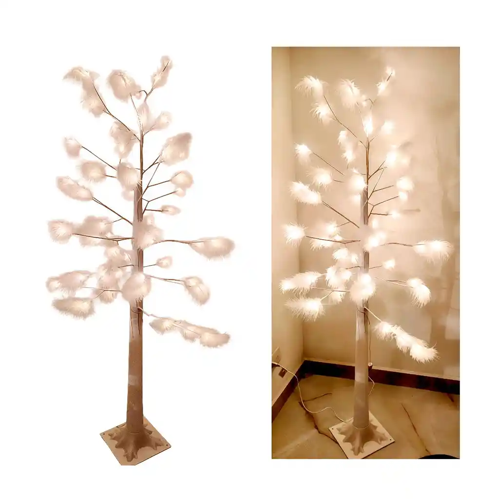 Arbol Luces Luz Led Plumas Navidad Chamizo Flores