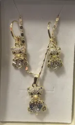 Conjunto Collar Y Aretes En Forma De Oso Con Diamante